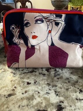 Estee Lauder Illustrated Cosmetic Pouch - Navy, Purple, Pink, Orange